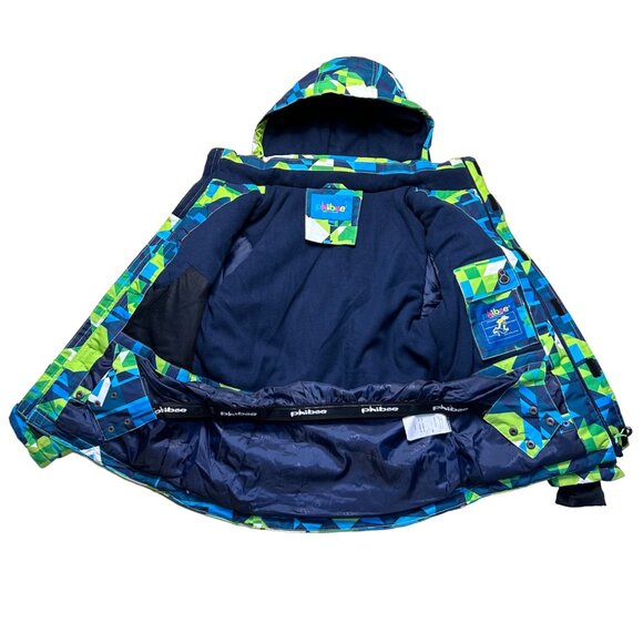 PhiBee Kids Outdoor Jacket Warm Winter Coat Size 11/12 Green Blue White - Picture 5 of 16
